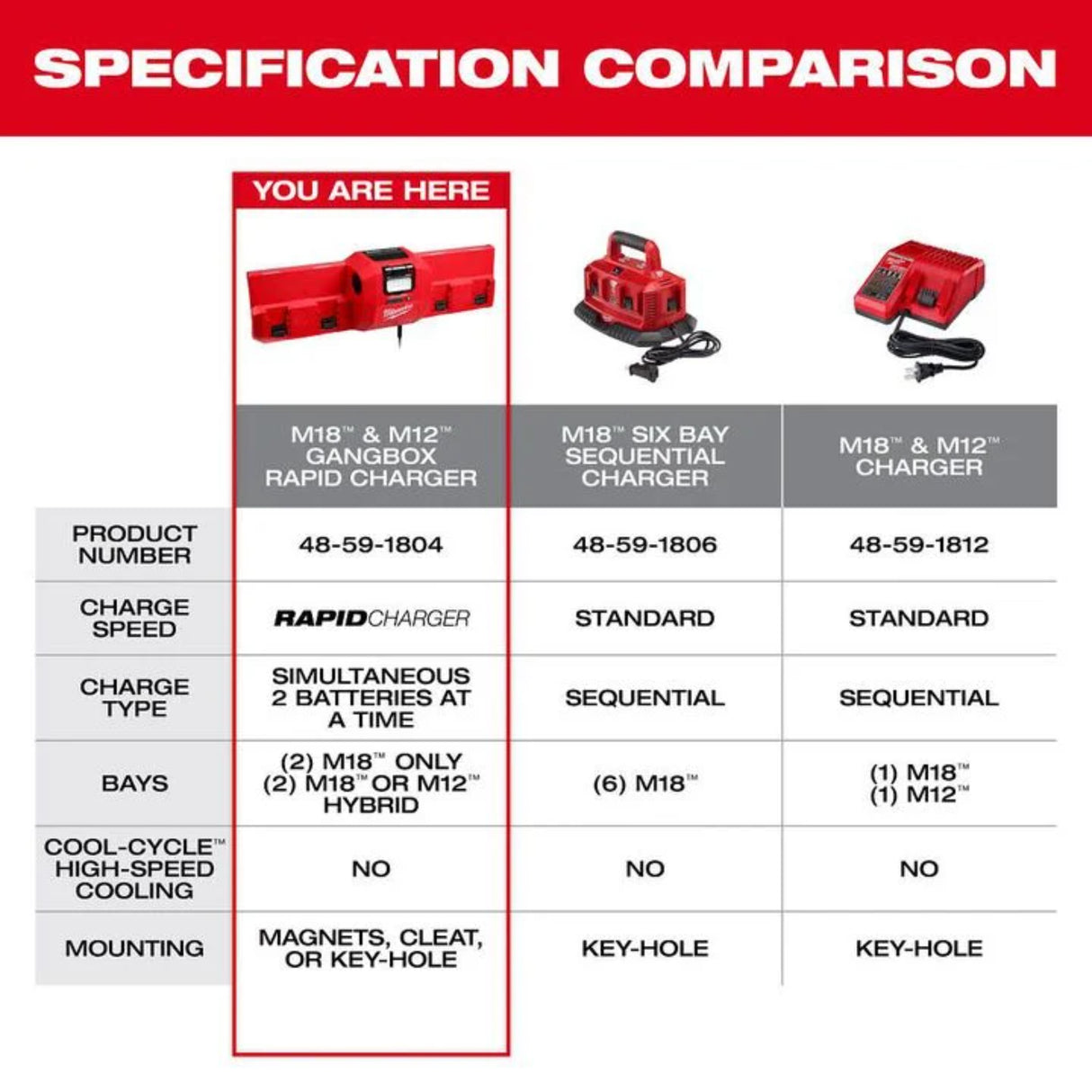 Milwaukee M18 and M12 Gangbox Rapid Charger