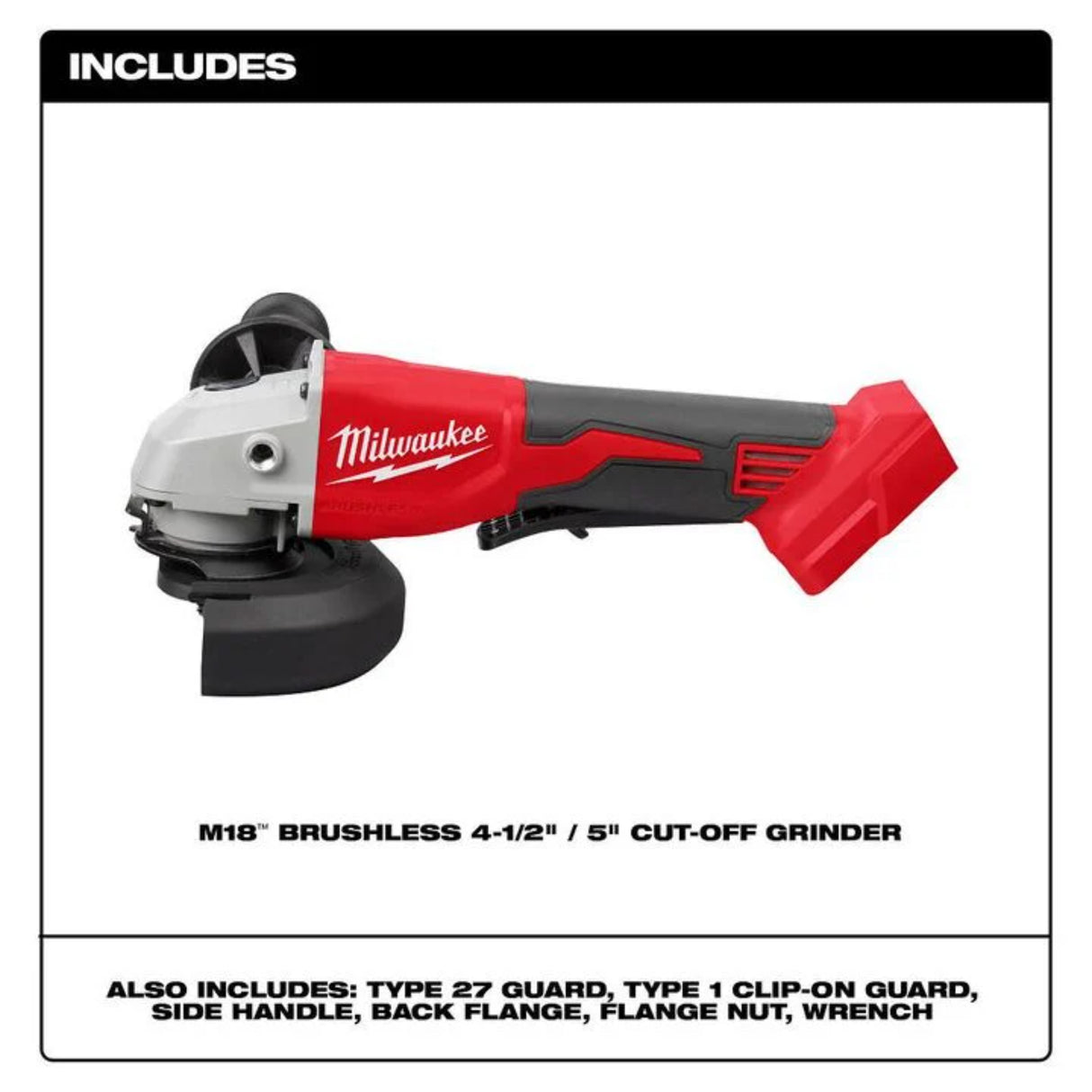 Milwaukee M18 Brushless 4-1/2 Inch / 5 Inch Cut-Off Grinder, Paddle Switch (Bare Tool)