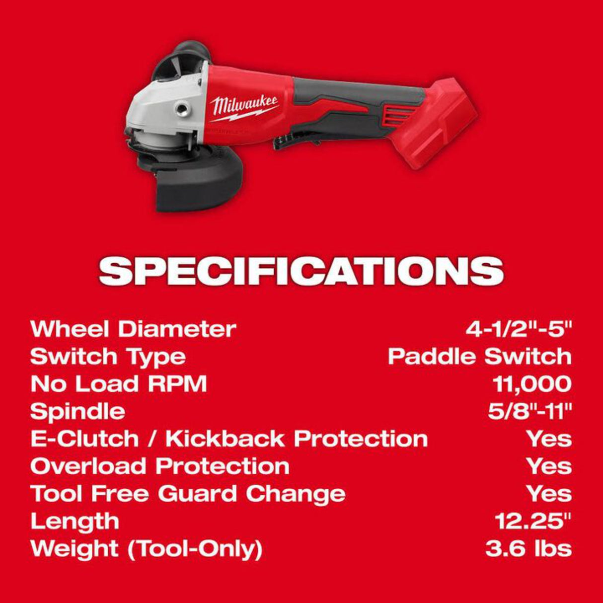 Milwaukee M18 Brushless 4-1/2 Inch / 5 Inch Cut-Off Grinder, Paddle Switch (Bare Tool)