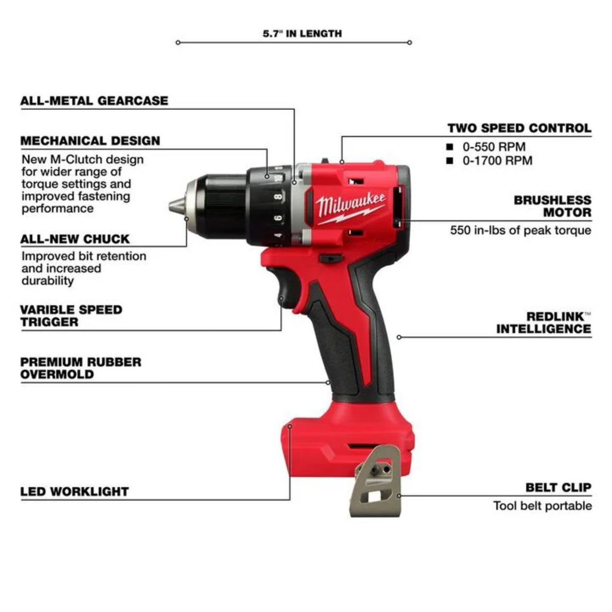 Milwaukee M18 Compact 1/2 in Drill/Driver (Bare Tool)