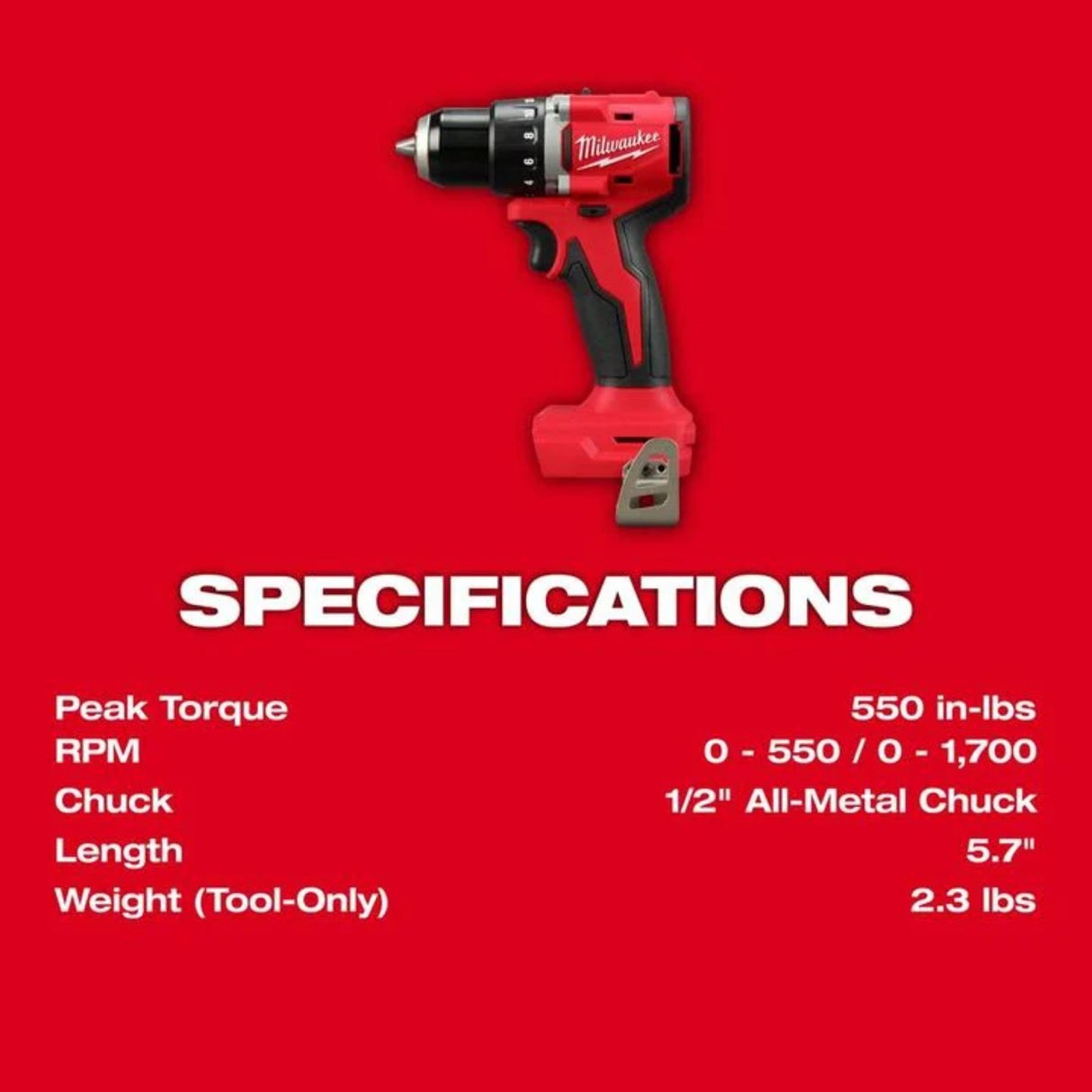Milwaukee M18 Compact 1/2 in Drill/Driver (Bare Tool)