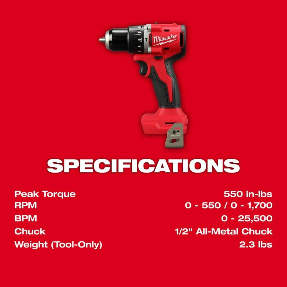 Milwaukee M18 Compact 1/2 in Hammer Drill/Driver (Bare Tool)