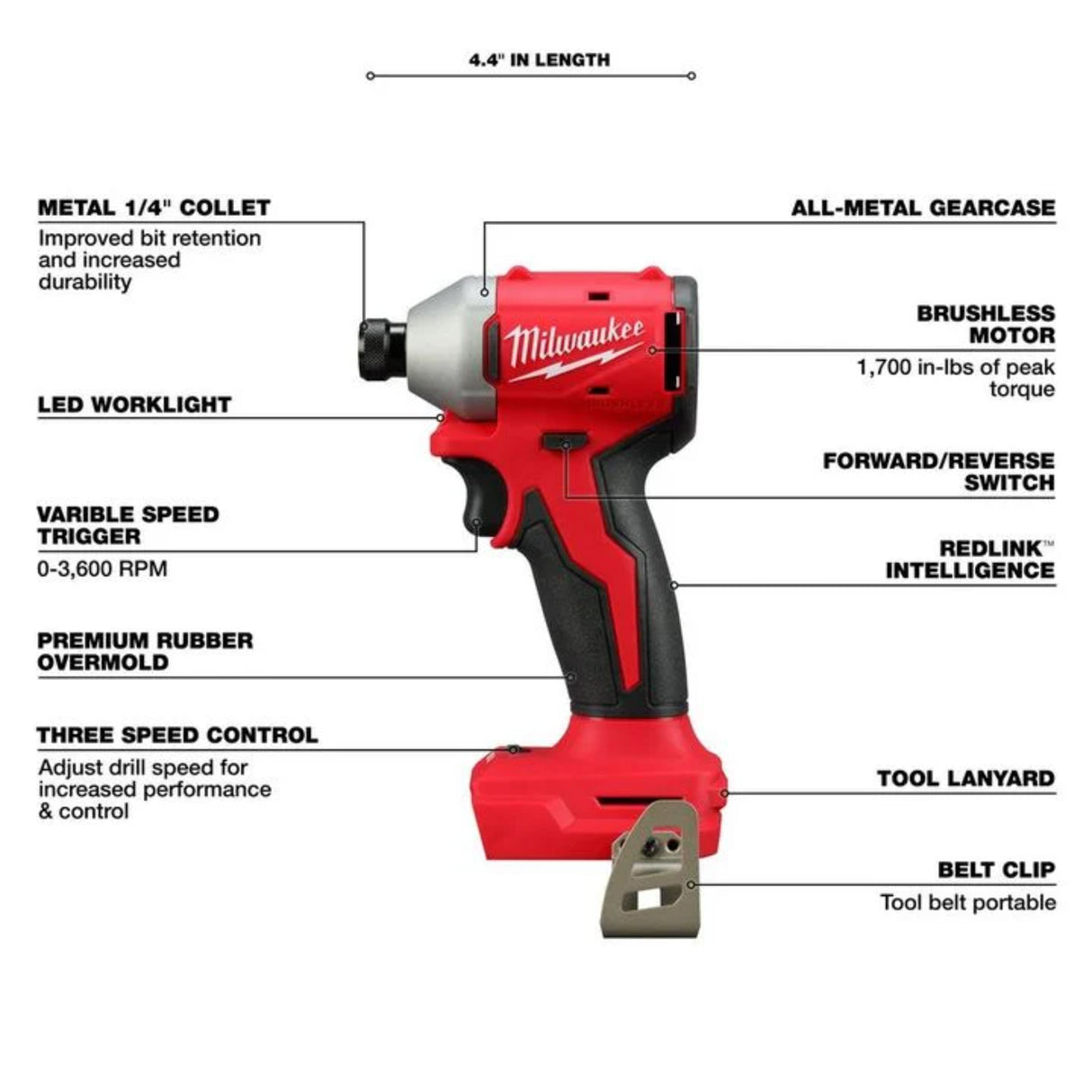Milwaukee M18 Compact 1/4 in Hex 3-Speed Impact Driver (Bare Tool)