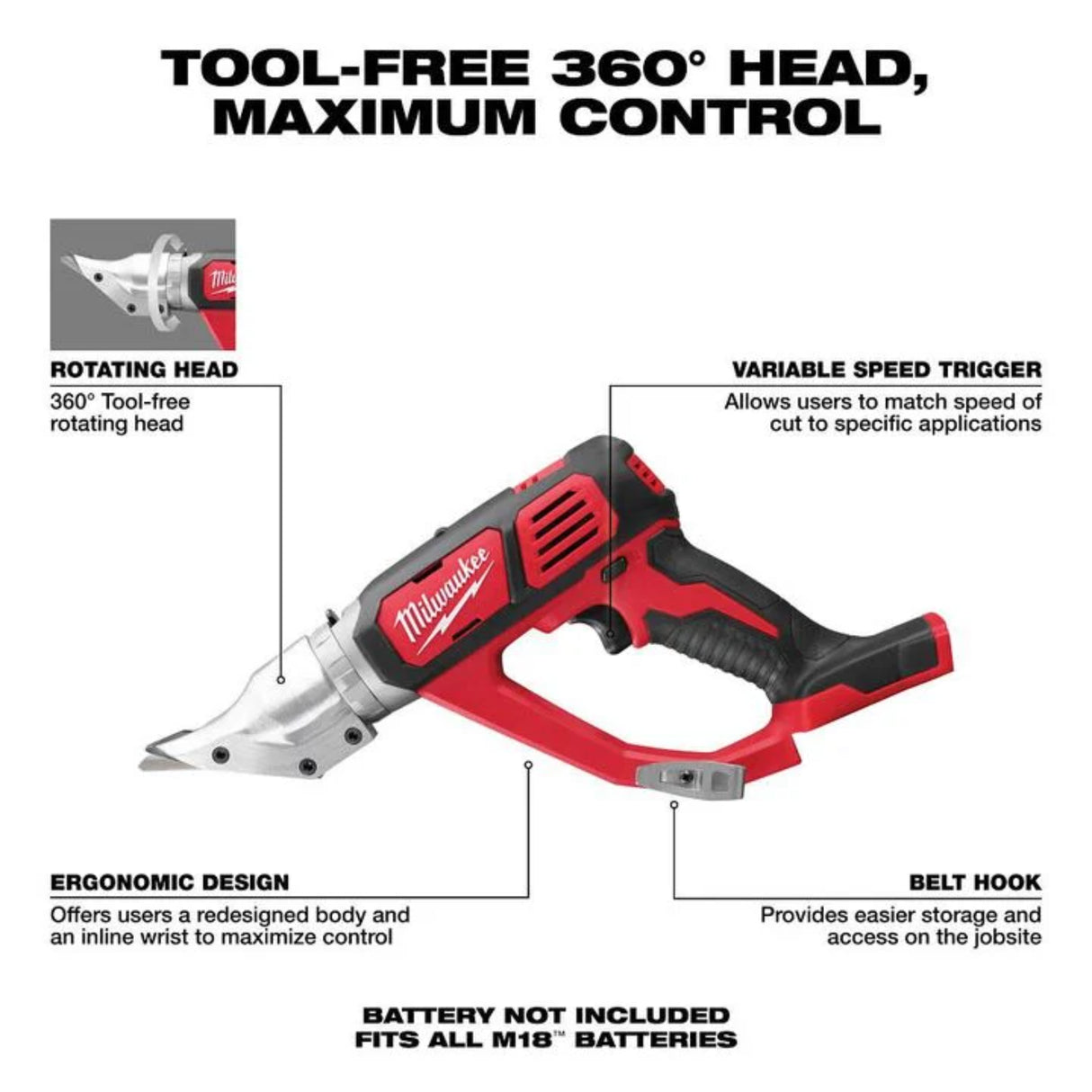 Milwaukee M18 Cordless 18 Gauge Double Cut Shear (Bare Tool)