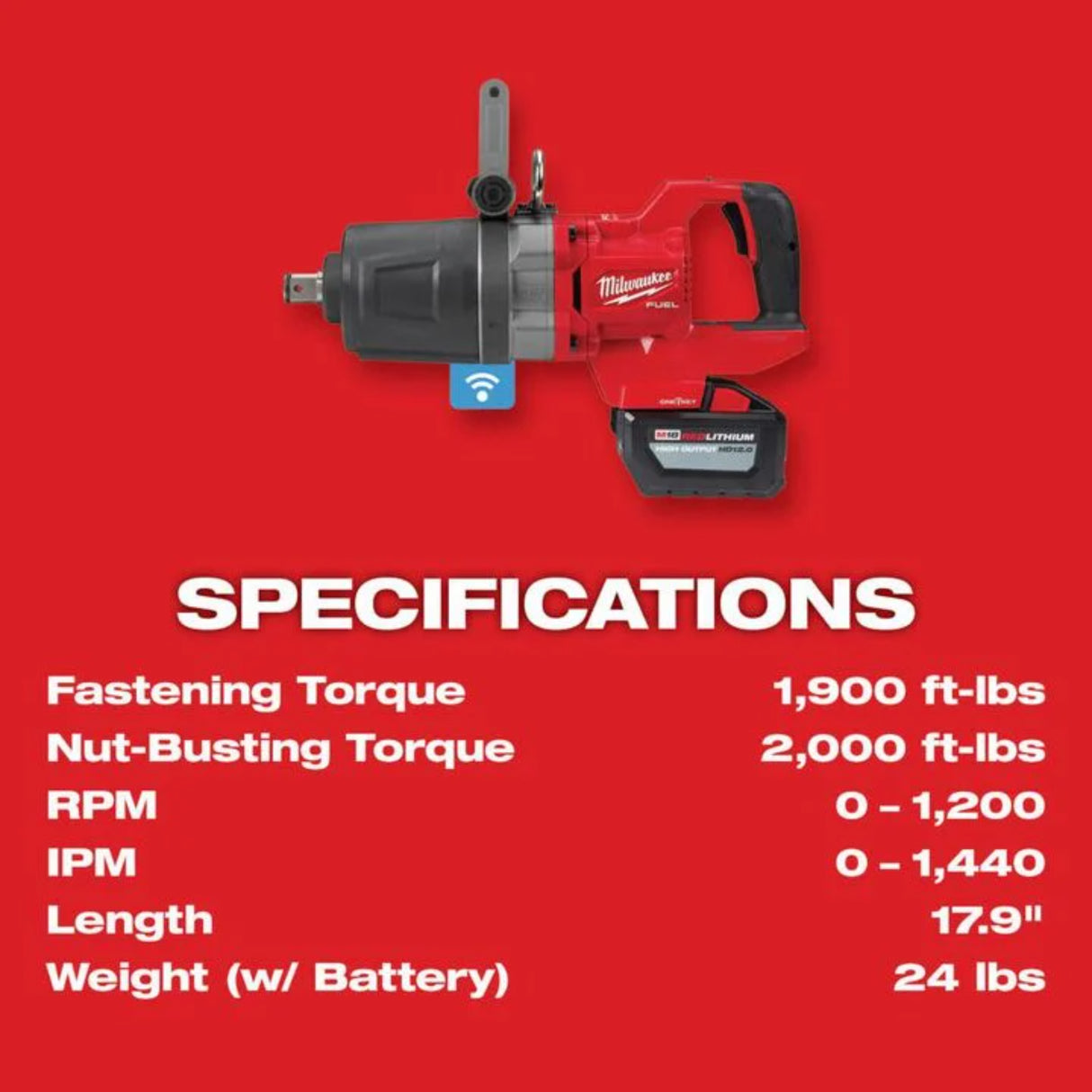 Milwaukee M18 FUEL 1 in. D-Handle High Torque Impact Wrench with ONE-KEY Kit