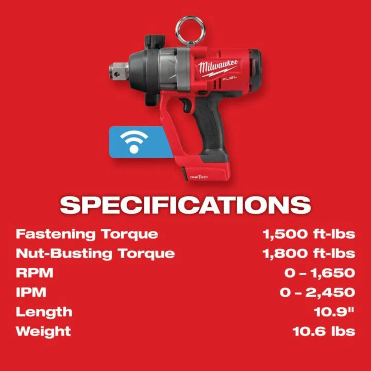 Milwaukee M18 FUEL 1 in High Torque Impact Wrench with ONE-KEY (Bare Tool)