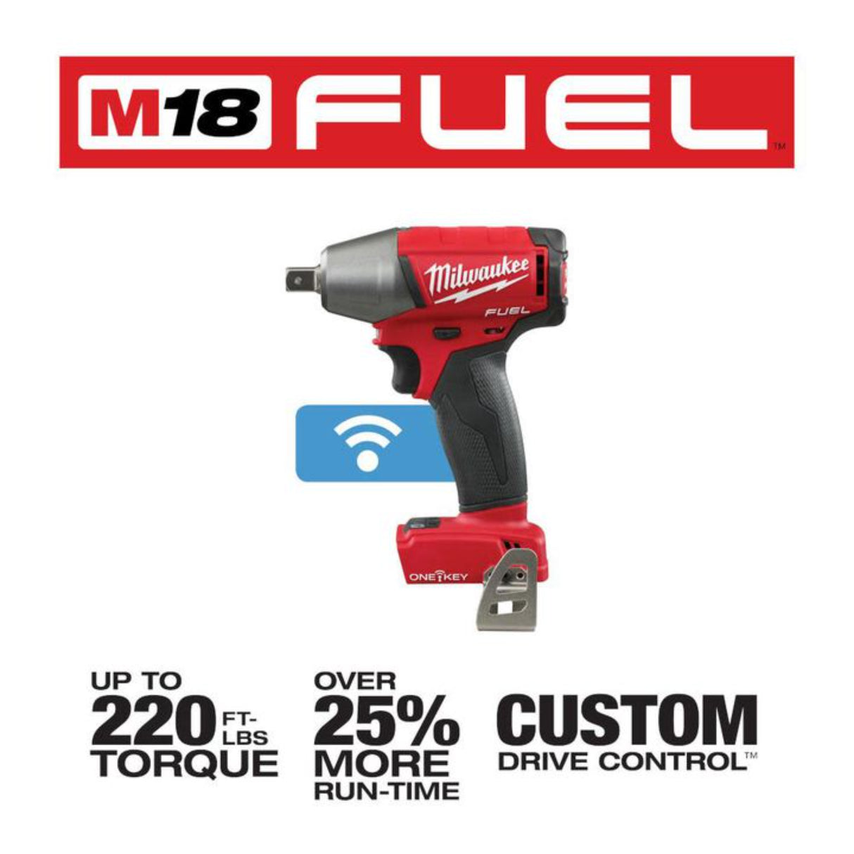 Milwaukee M18 FUEL 1/2 in. Compact Impact Wrench with Pin Detent with ONE-KEY (Bare Tool)
