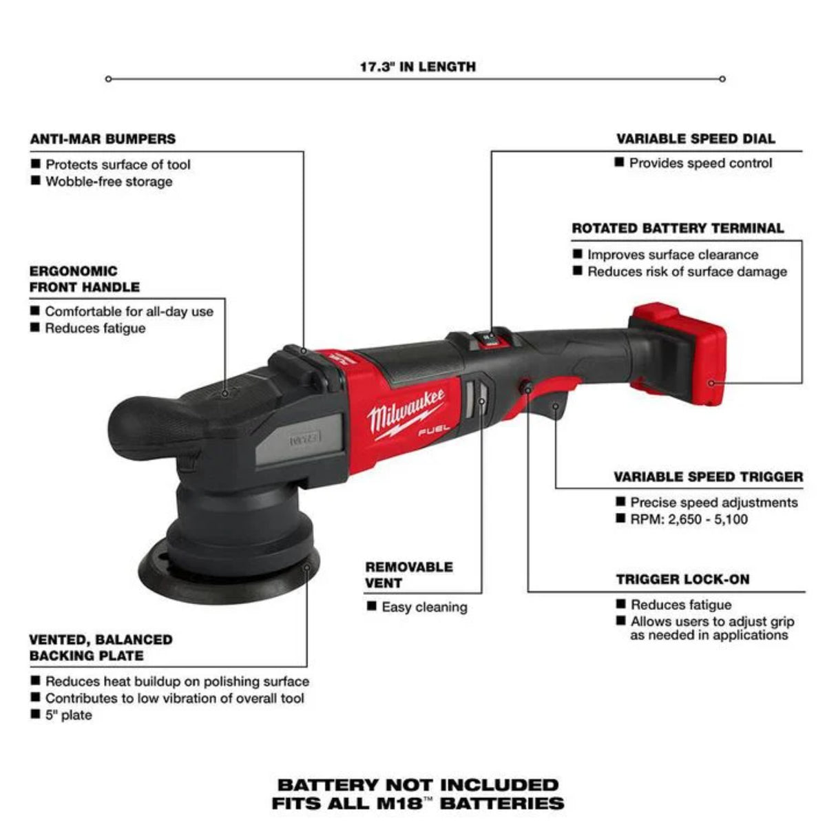 Milwaukee M18 FUEL 15mm Random Orbital Polisher (Bare Tool)