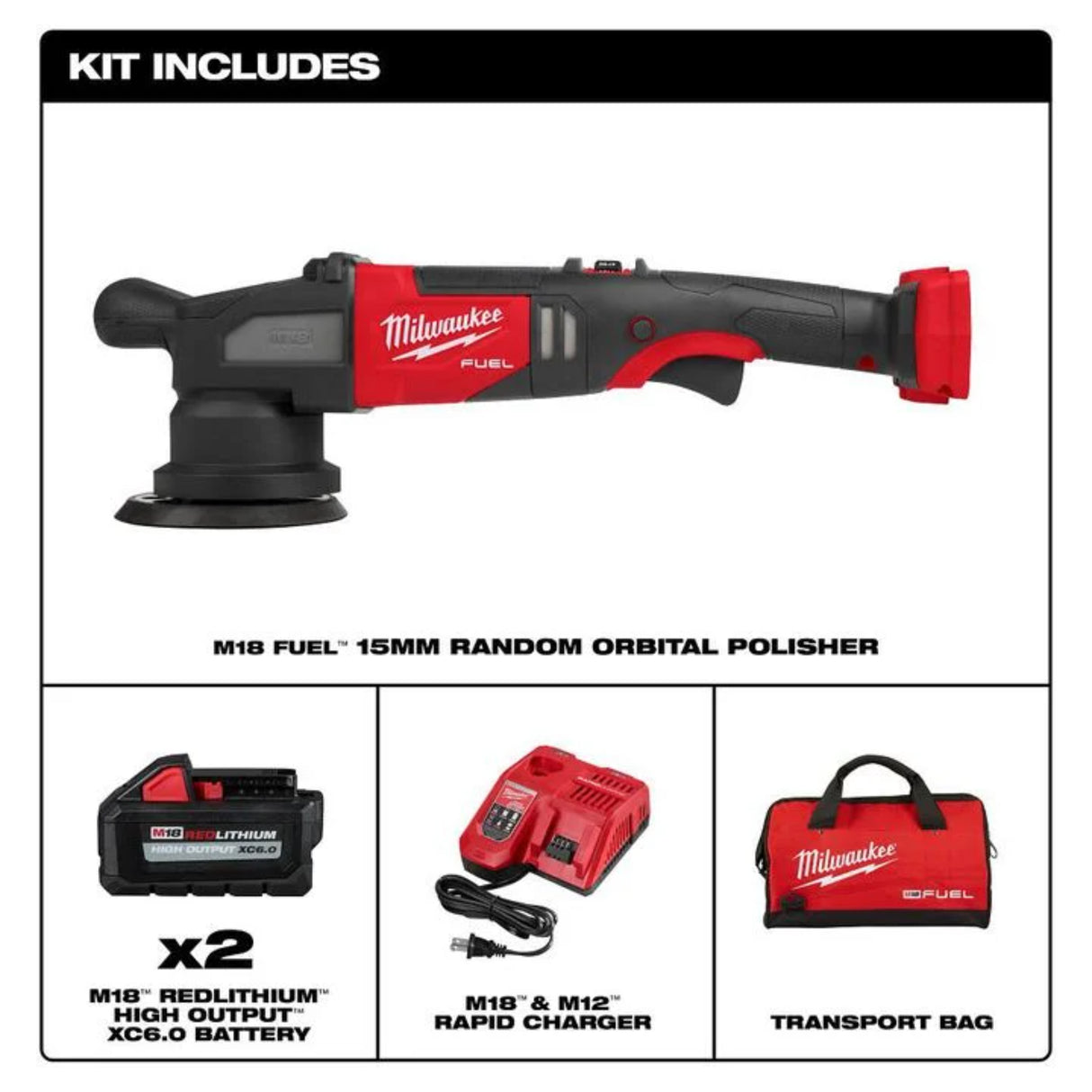 Milwaukee M18 FUEL 15mm Random Orbital Polisher Kit