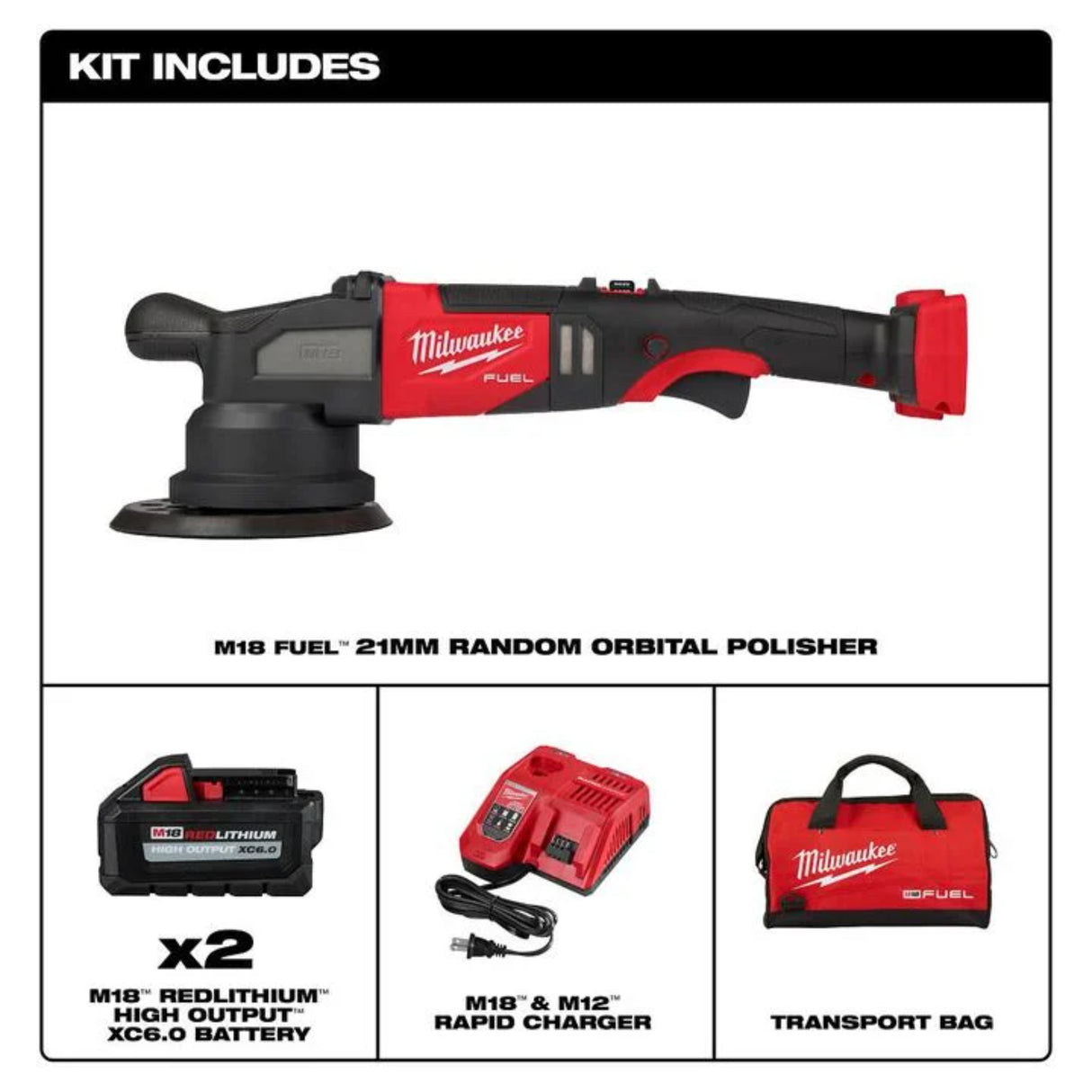 Milwaukee M18 FUEL 21mm Random Orbital Polisher Kit