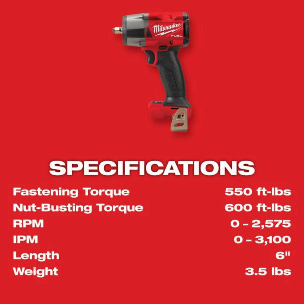Milwaukee M18 FUEL 3/8 Mid-Torque Impact Wrench with Friction Ring (Bare Tool)