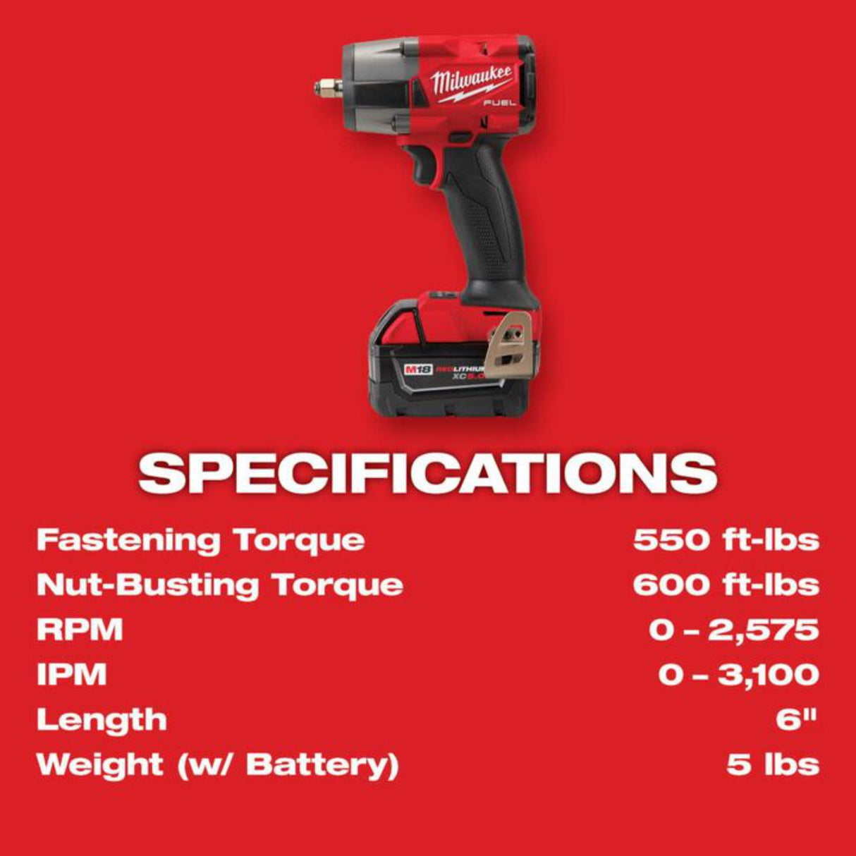 Milwaukee M18 FUEL 3/8inch Mid Torque Impact Wrench with Friction Ring Kit