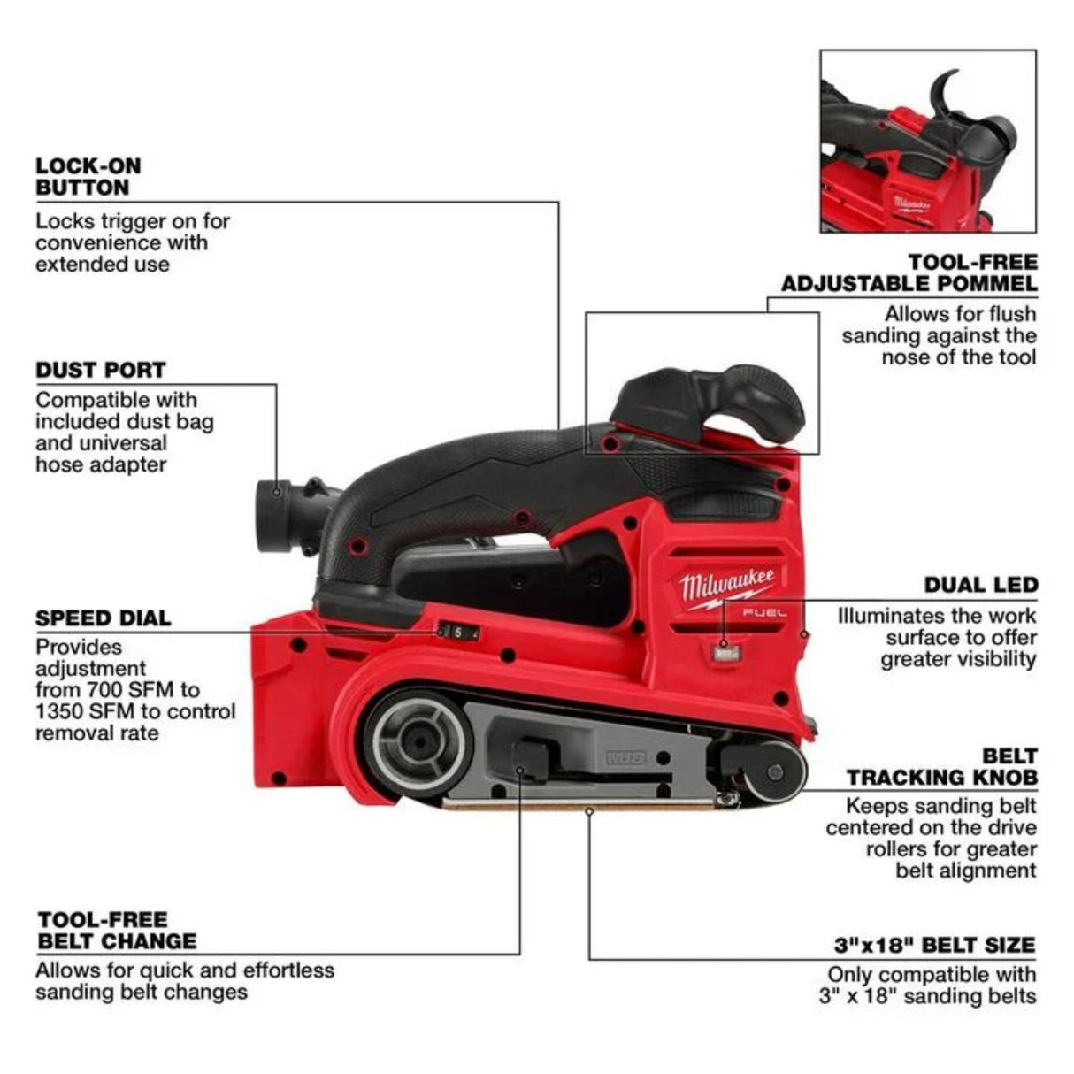 Milwaukee M18 FUEL 3inchx18inch Belt Sander (Bare Tool)