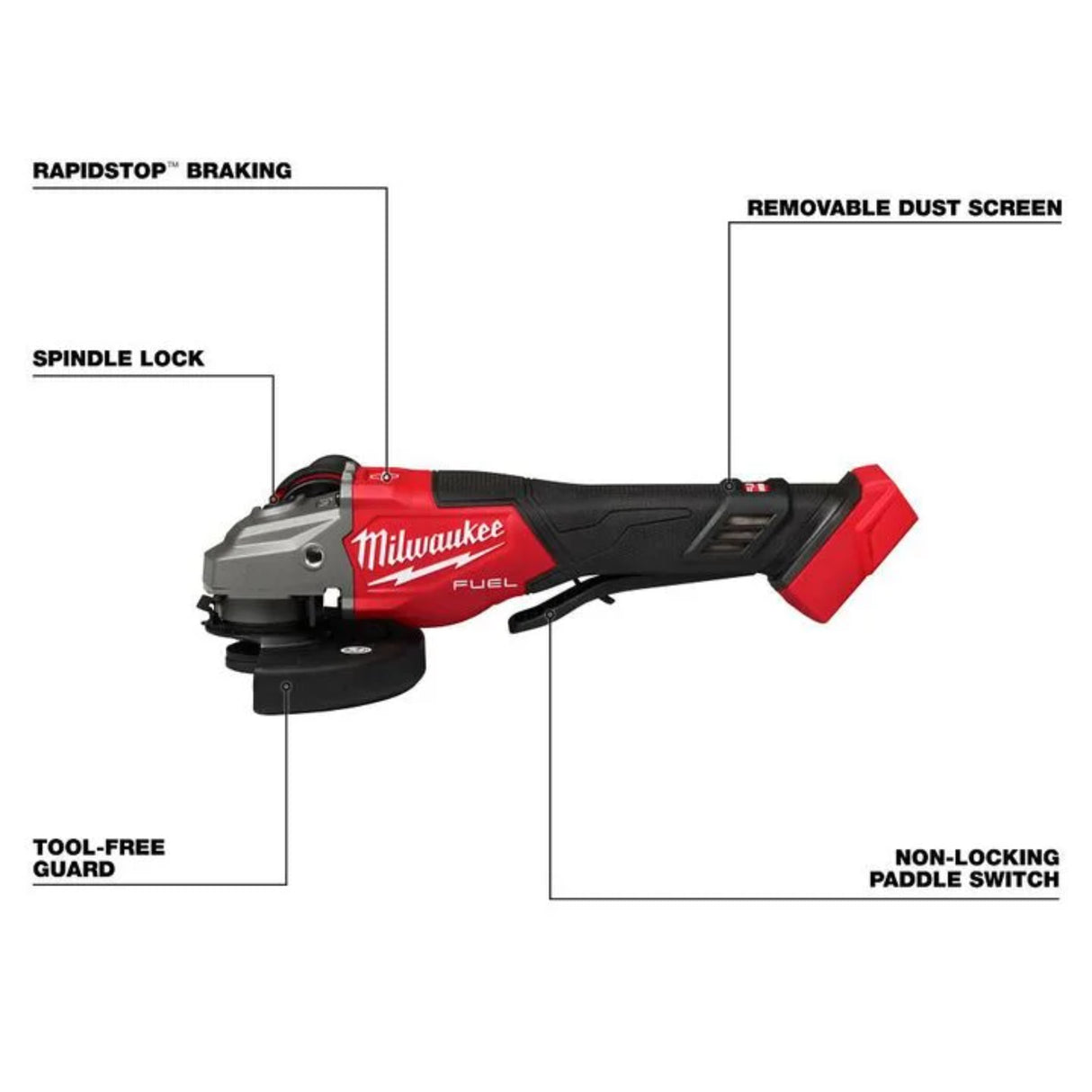 Milwaukee M18 FUEL 4-1/2 Inch-6 Inch Braking Grinder, Paddle Switch (Bare Tool)
