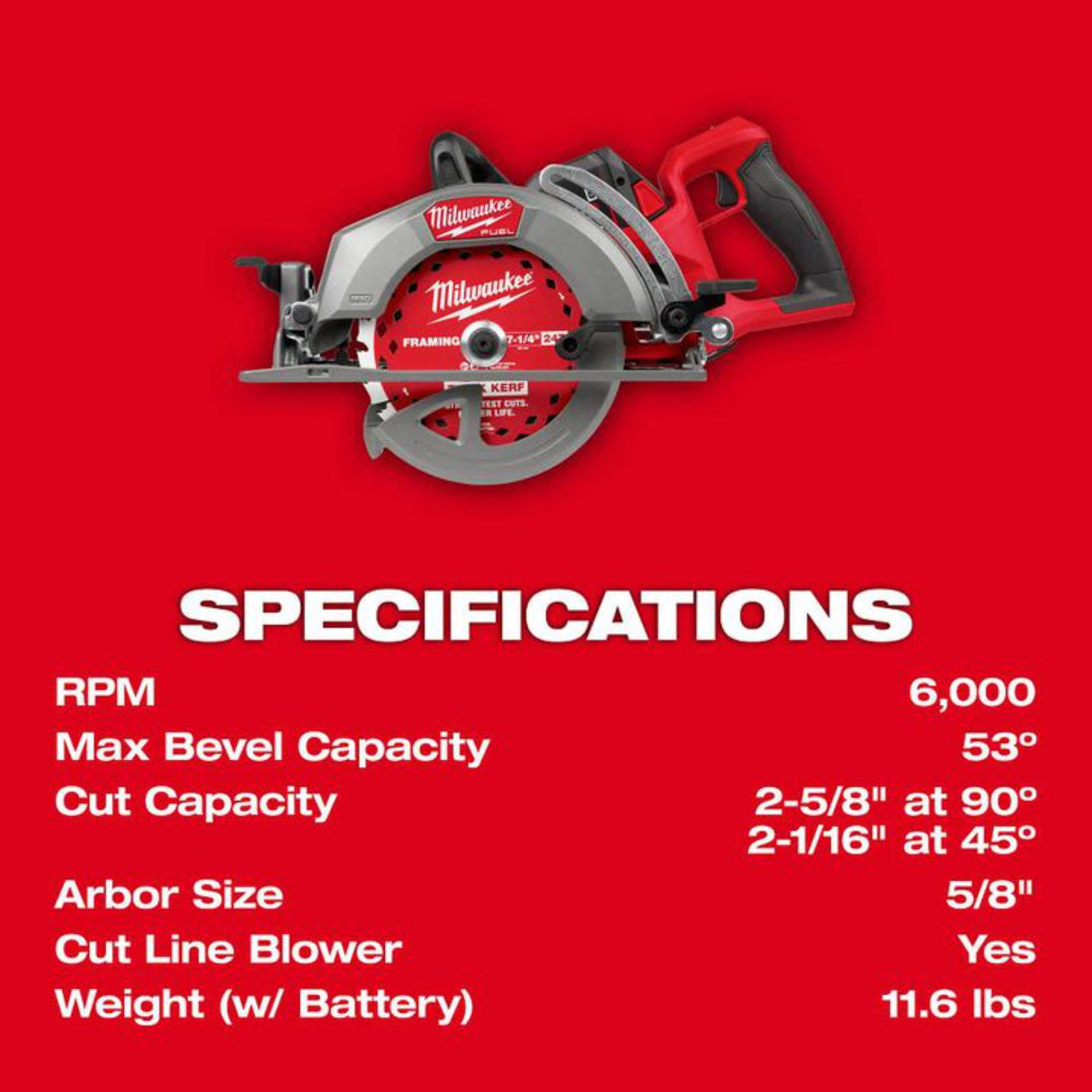 Milwaukee M18 FUEL 7-1/4 Inch Rear Handle Circular Saw Kit