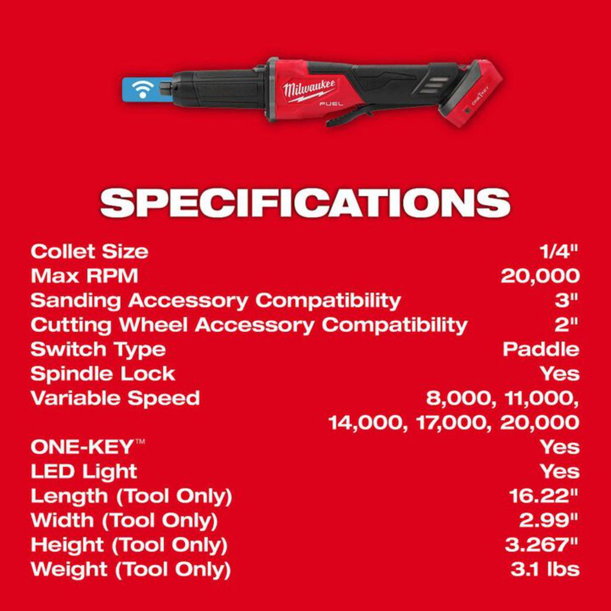 Milwaukee M18 FUEL Braking Die Grinder Paddle Switch (Bare Tool)