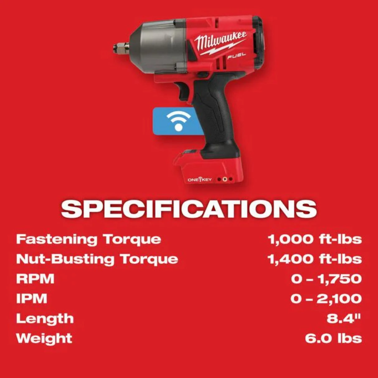 Milwaukee M18 FUEL with ONE-KEY High Torque Impact Wrench 1/2 in Friction Ring (Bare Tool)