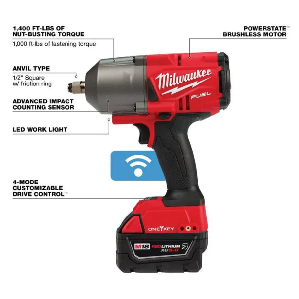 Milwaukee M18 FUEL with ONE-KEY High Torque Impact Wrench 1/2inch Friction Ring Kit
