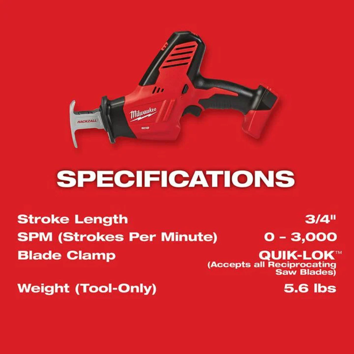 Milwaukee M18 HACKZALL Reciprocating Saw (Bare Tool)