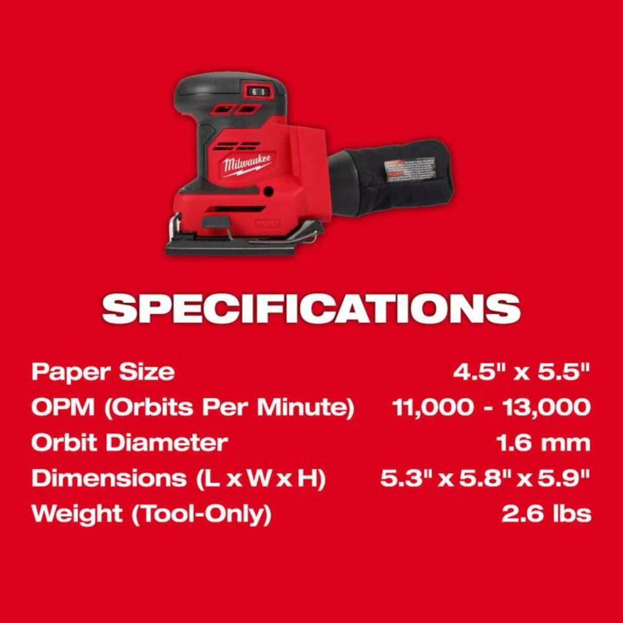 Milwaukee M18 Orbital 1/4 Sheet Sander (Bare Tool)