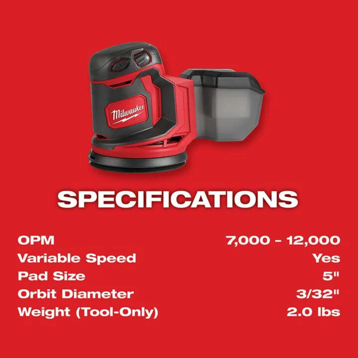 Milwaukee M18 Random Orbit Sander (Bare Tool)