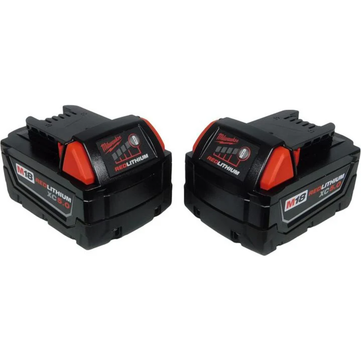 Milwaukee M18 REDLITHIUM XC 18V 5Ah Lithium Ion Power Tool Battery Pack with Fuel Indicator (2 Pack)