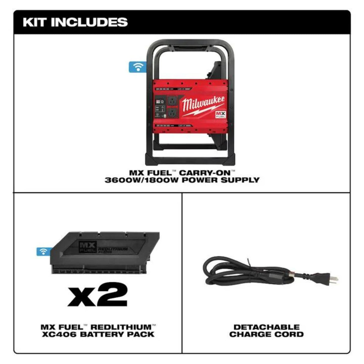 Milwaukee MX Fuel Carry-On 3,600 Watt Lithium-Ion 2 Battery Portable Power Supply Kit