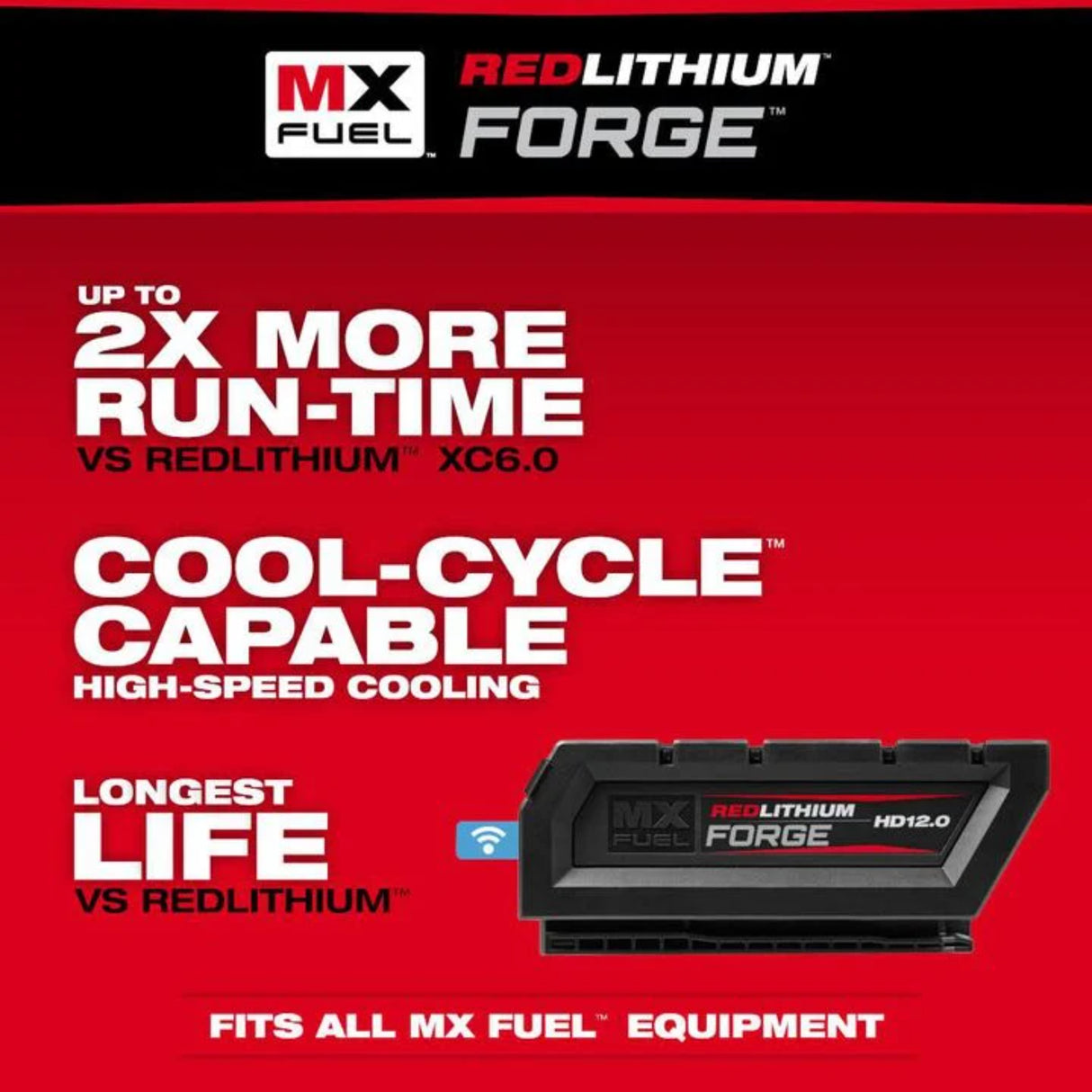 Milwaukee MX FUEL REDLITHIUM FORGE HD 72V 12Ah Lithium Ion Power Tool Battery Pack with Fuel Indicator