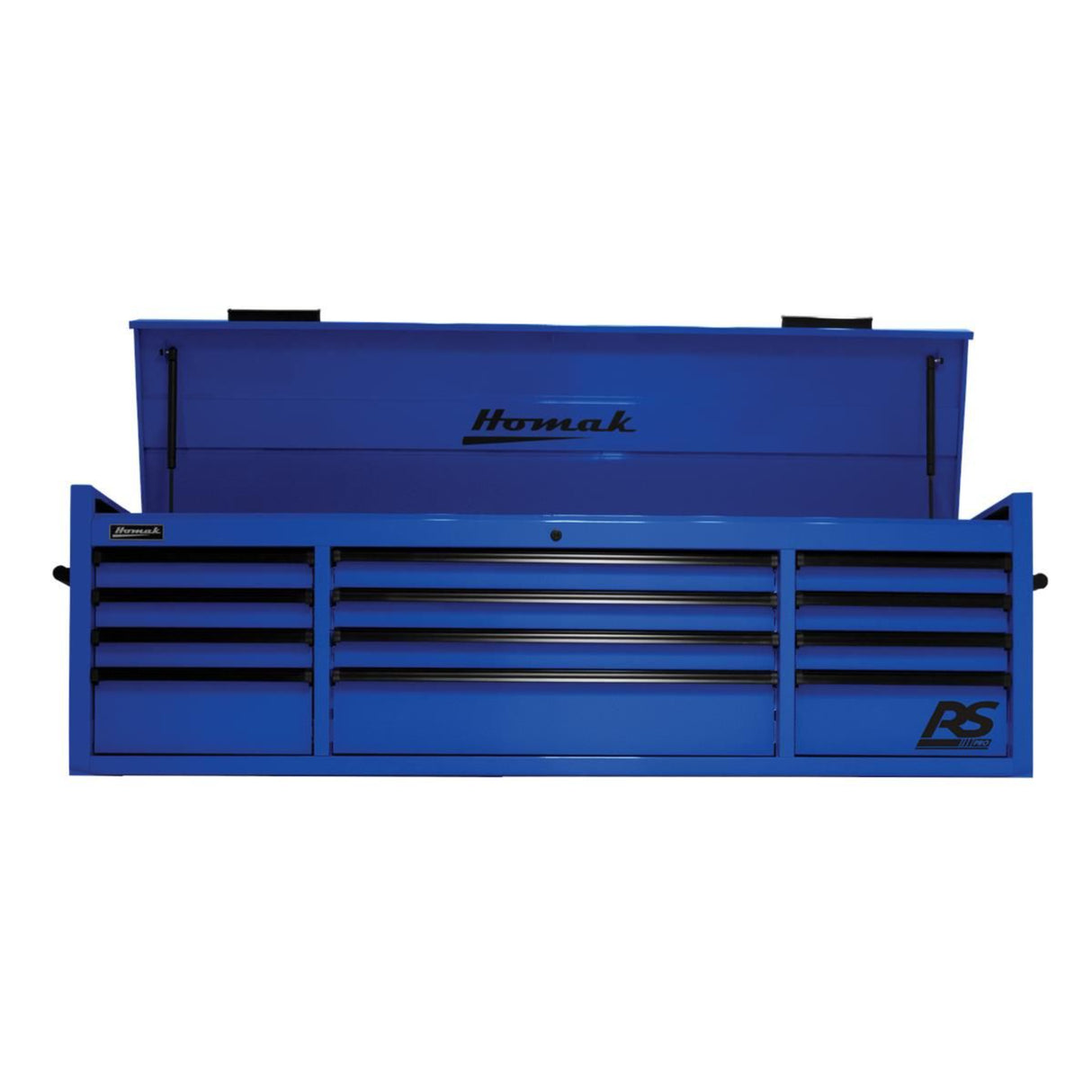 Homak 72" RS Pro 12-Drawer Top Chest — 24" Depth, 100 lb Slides, 3-Outlet Top Till