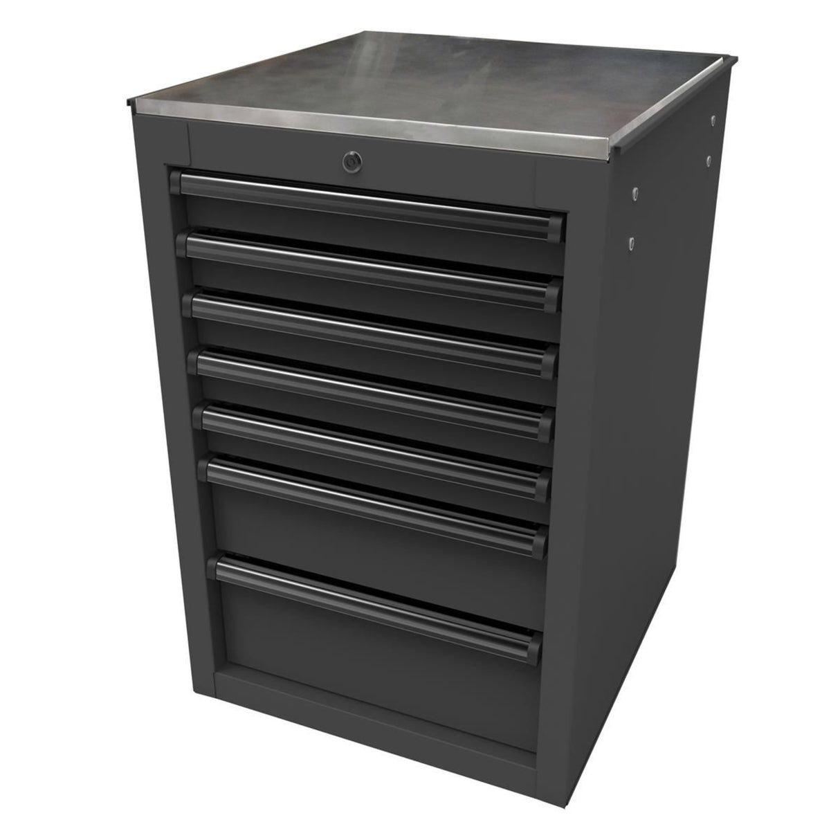 Homak RS Pro 22" 7-Drawer Side Cabinet — 24" Depth, Stainless Top, 100 lb Slides