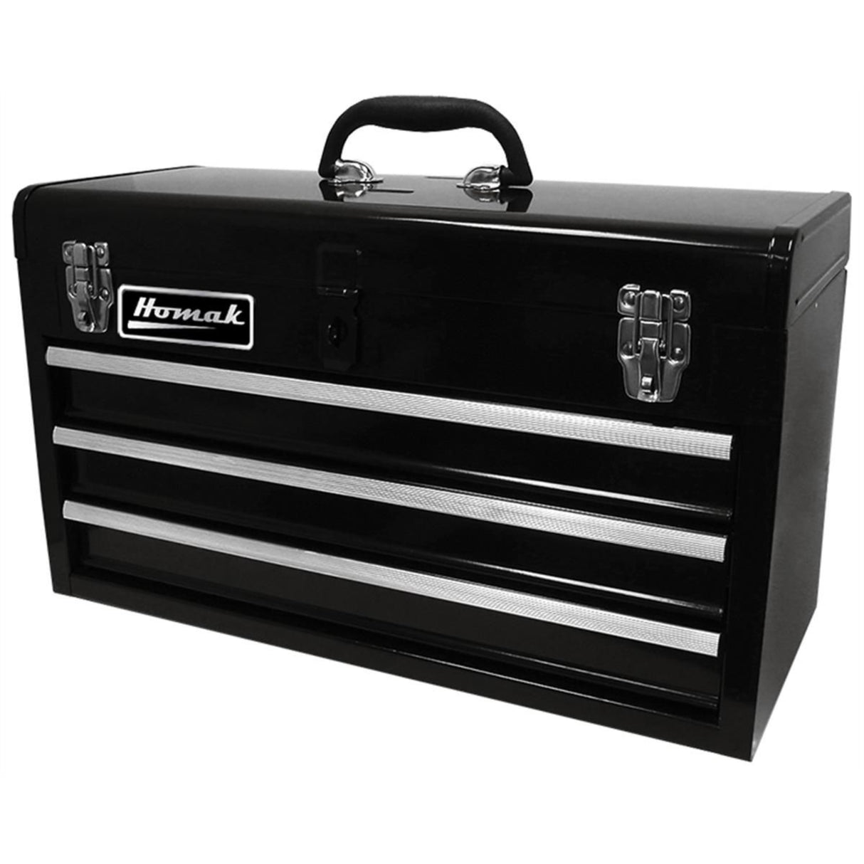 Homak 20" 3-Drawer Toolbox — 21-Gauge Steel, Ball-Bearing Slides, Black