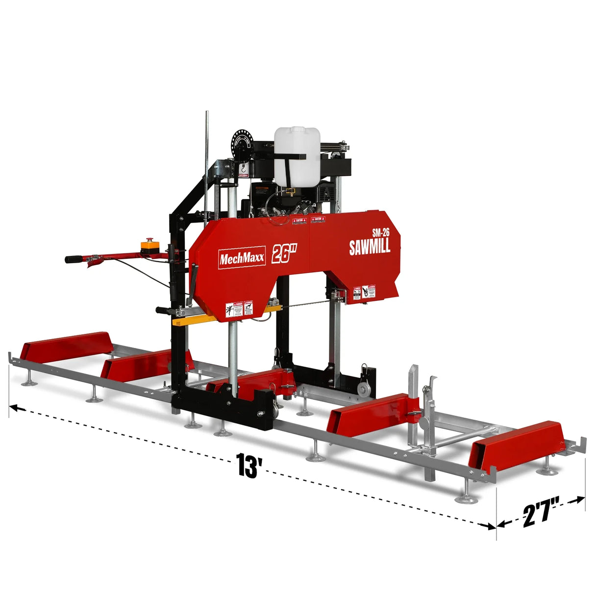 MechMaxx 26" Gas-Powered Portable Sawmill, 459cc 15HP E-Start Engine