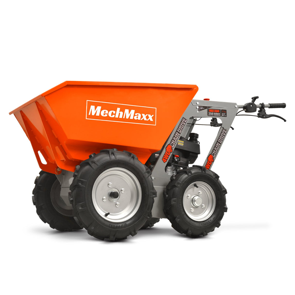 MechMaxx 660lb 6.5HP Gas Wheelbarrow Cart, 4F+1R Gearbox, T25