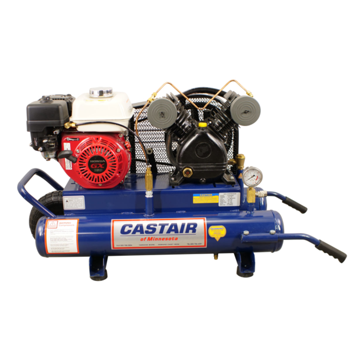 Castair Contractor Gas-Powered Honda Air Compressor – Up to 18.6 CFM @ 100 PSI, Single-Stage 125 PSI