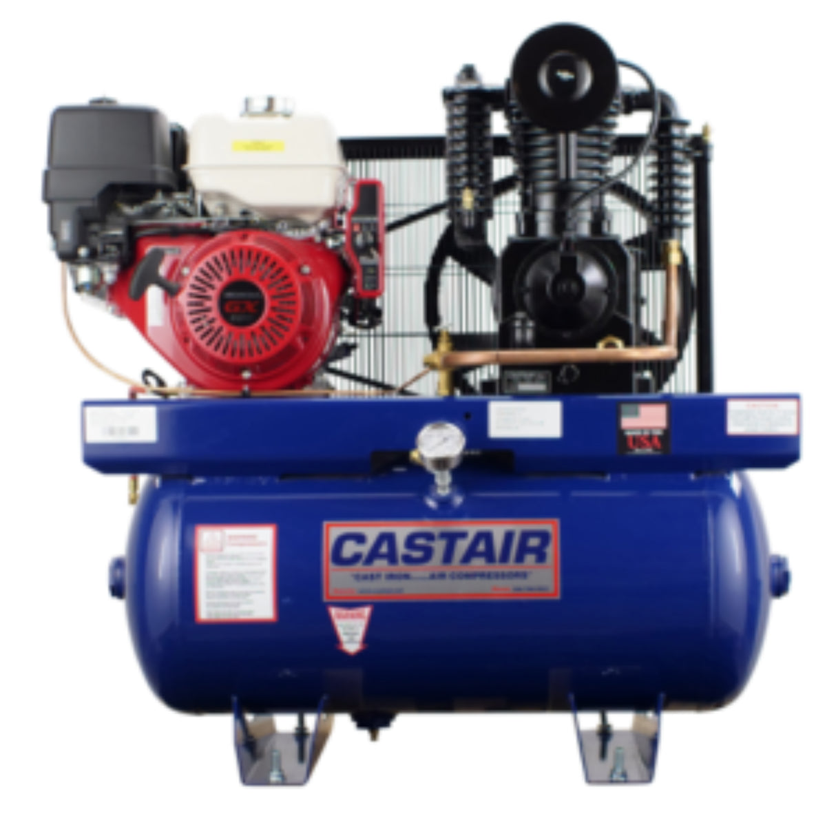 Castair Honda Gas-Powered Two-Stage Air Compressor – Up to 43.6 CFM @ 175 PSI, 30 Gal ASME Tank