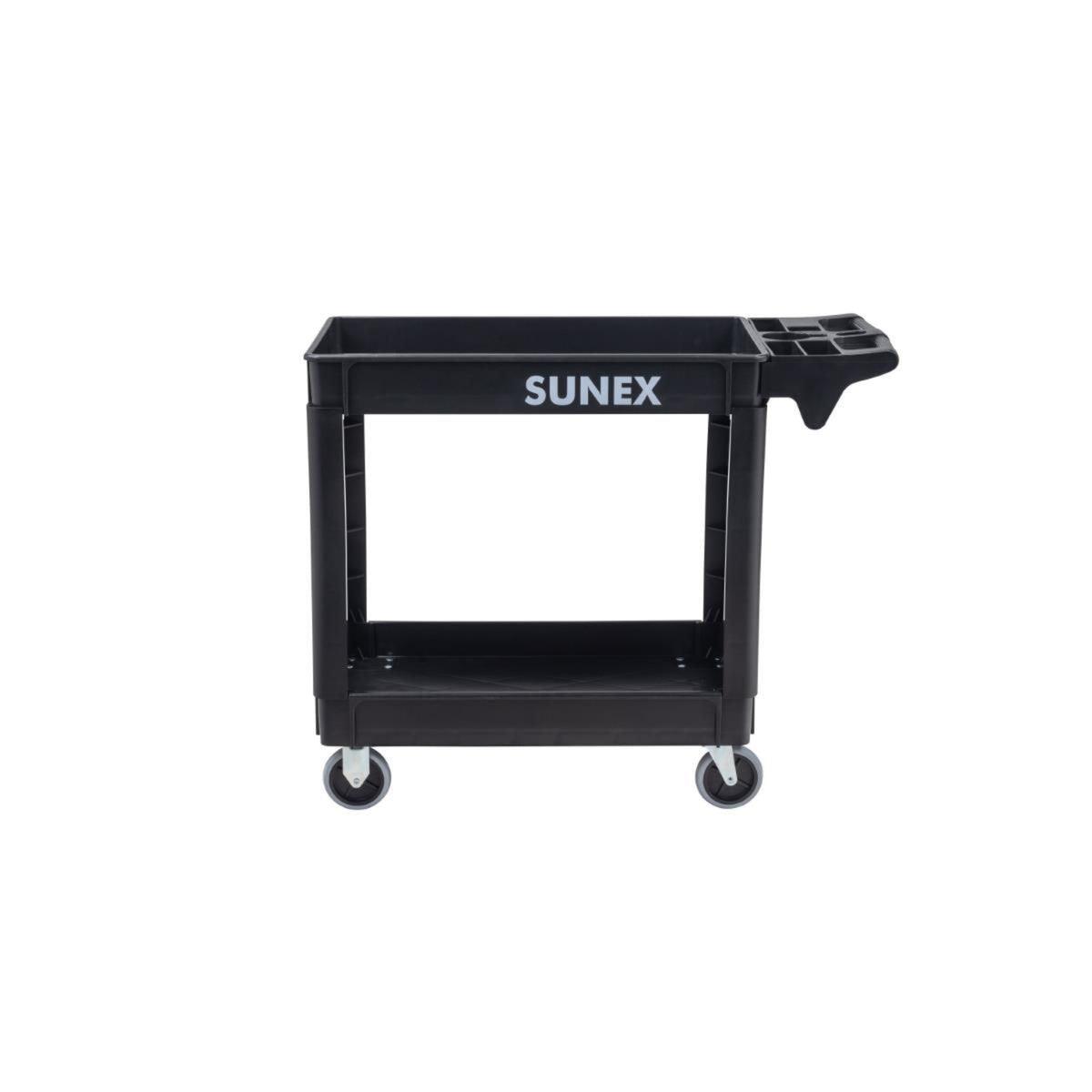 SUNEX Standard Heavy-Duty 2-Shelf Utility Cart, Polypropylene, 500 lb Capacity
