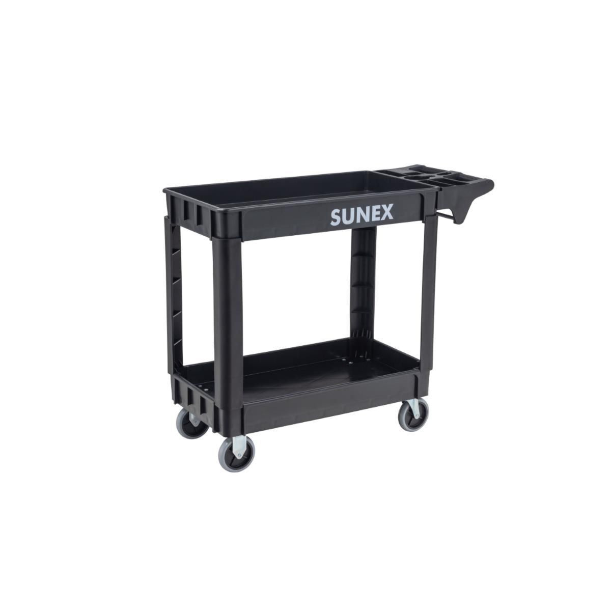 SUNEX Standard Heavy-Duty 2-Shelf Utility Cart, Polypropylene, 500 lb Capacity