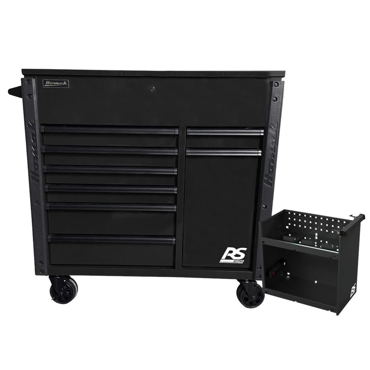 Homak RS Pro 44" Power Service Cart — 8 Drawer, Black