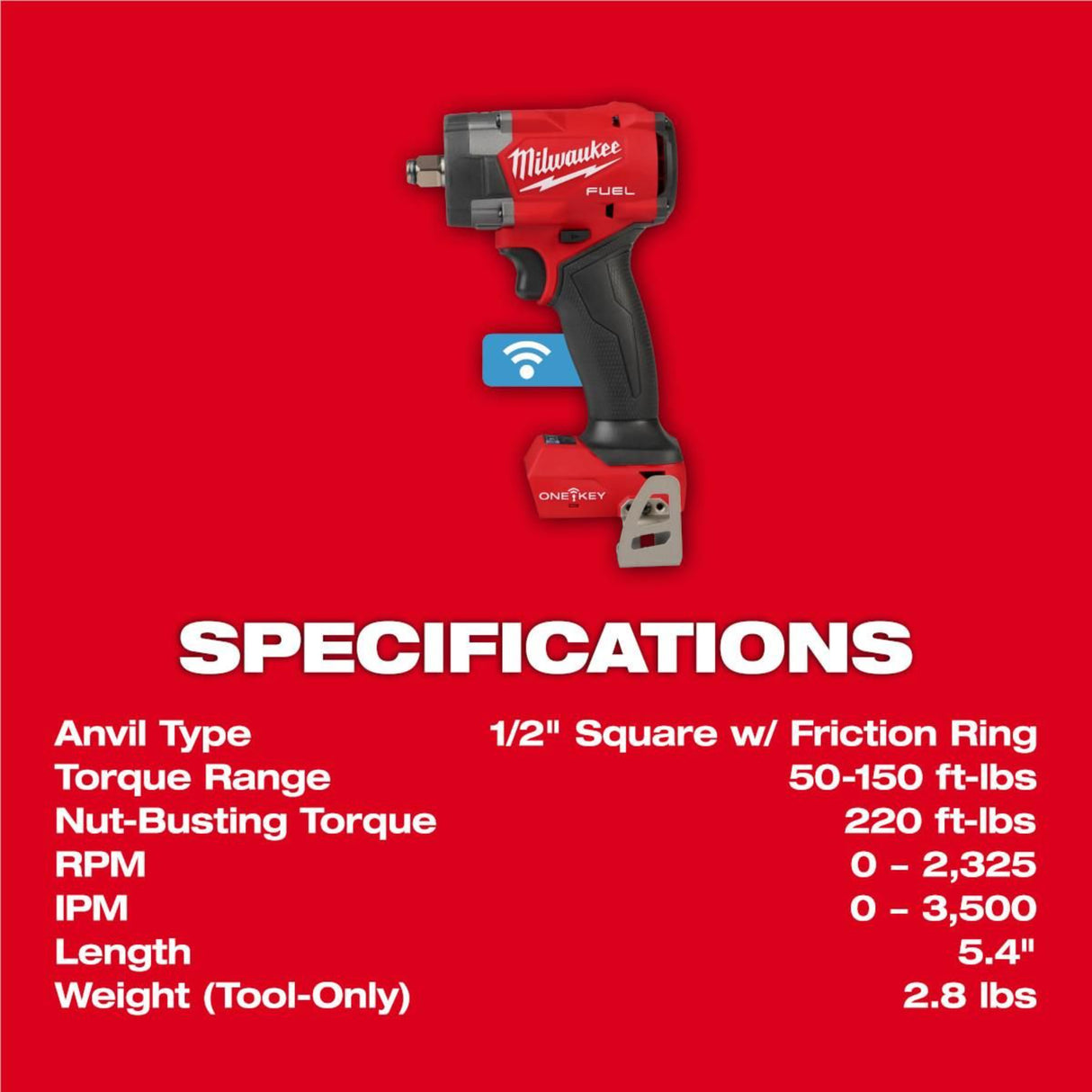 Milwaukee M18 FUEL 1/2 in Controlled Torque Compact Impact Wrench (Bare Tool) with TORQUE-SENSE