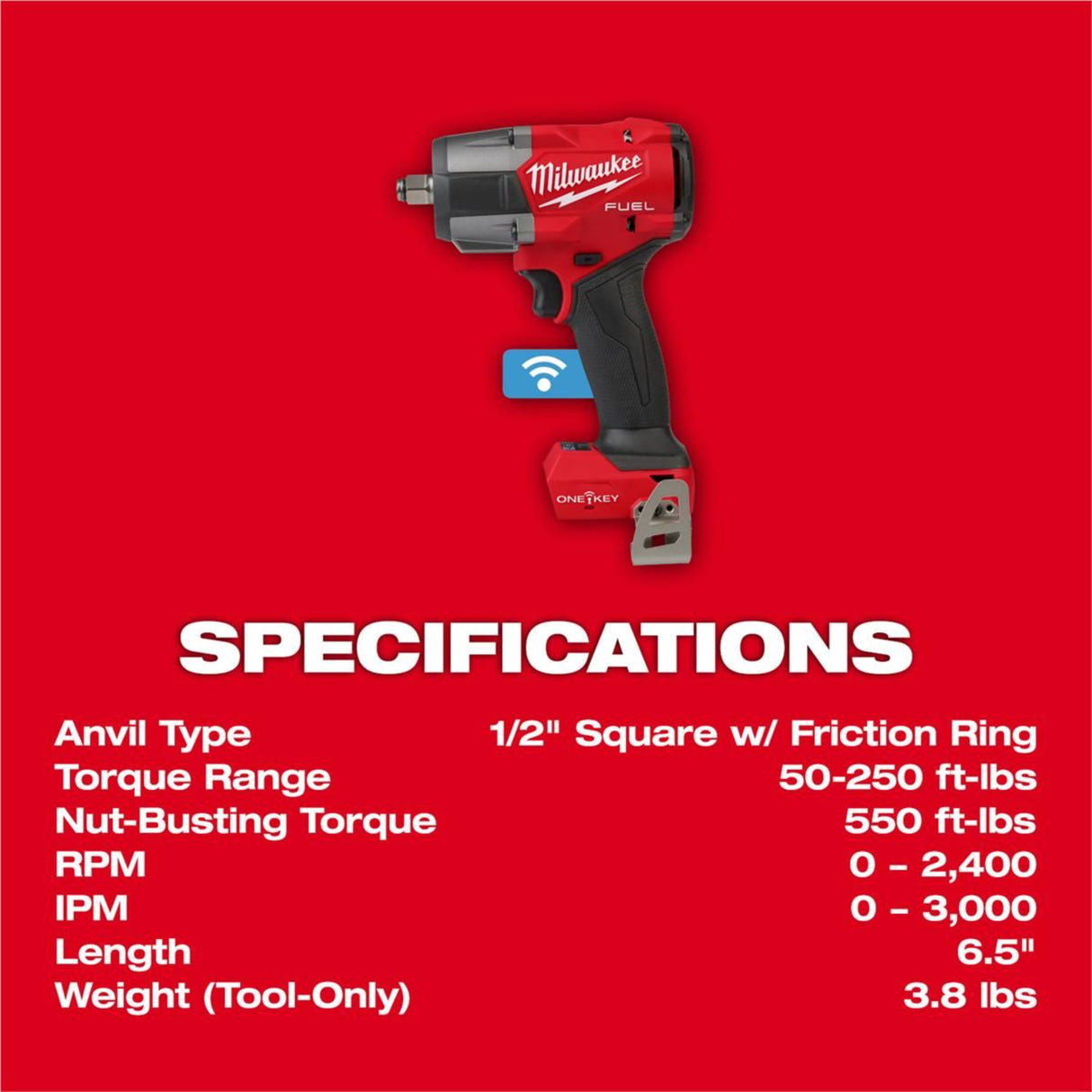 Milwaukee M18 FUEL 1/2 in Controlled Mid-Torque Impact Wrench (Bare Tool)