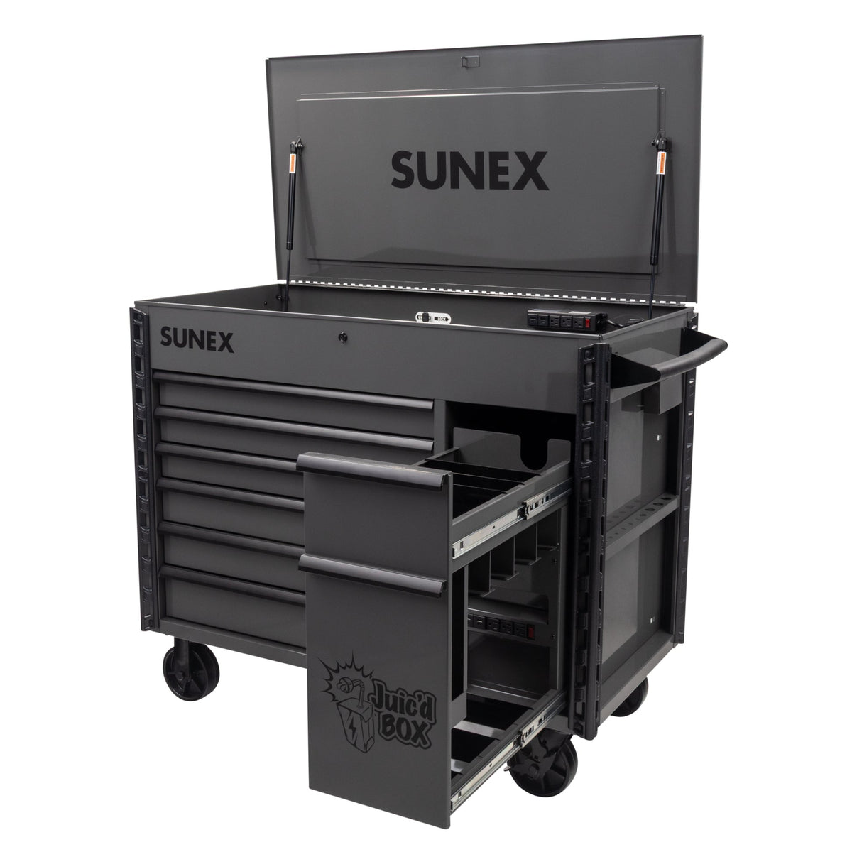SUNEX Juic'd BOX 50" 7-Drawer Powered Tool Cart, 700 lb Capacity