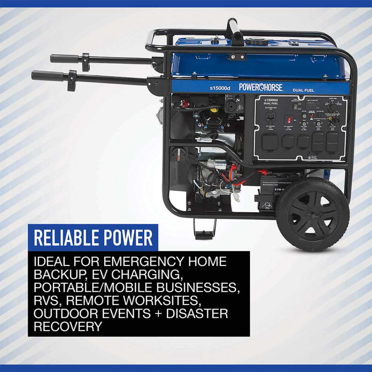 Powerhorse 6075687 Generator Dual Fuel 15,000 Surge Watt Electric Start