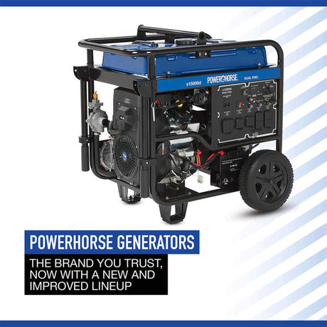 Powerhorse 6075687 Generator Dual Fuel 15,000 Surge Watt Electric Start