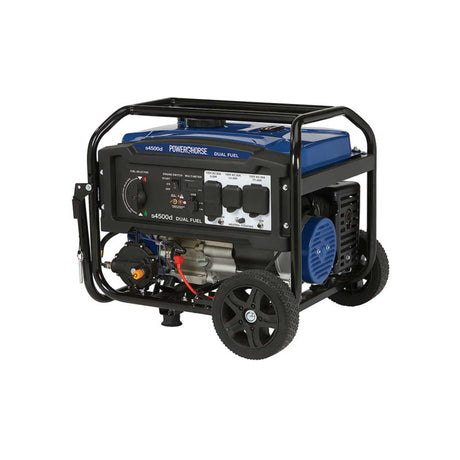 Powerhorse 6075716 Generator Dual Fuel 4500 Surge Watt Recoil Start