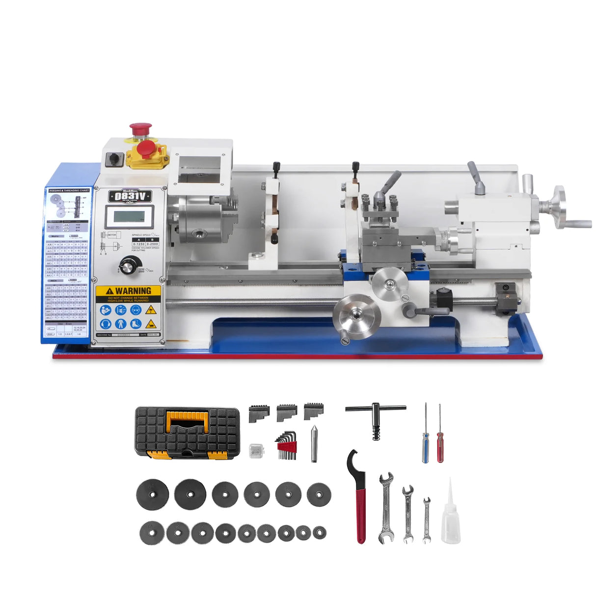 MechMaxx 8" x 31" Benchtop Metal Lathe with 1.5HP Brushless Motor