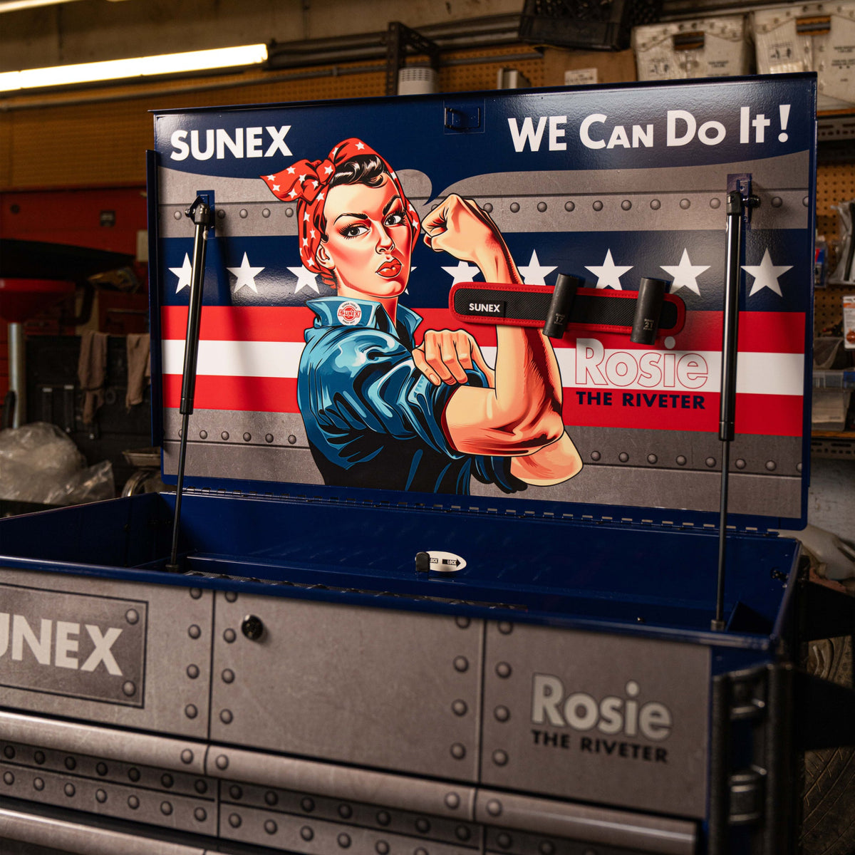 SUNEX Rosie the Riveter 39" 6-Drawer Premium Service Cart, 600 lb Capacity