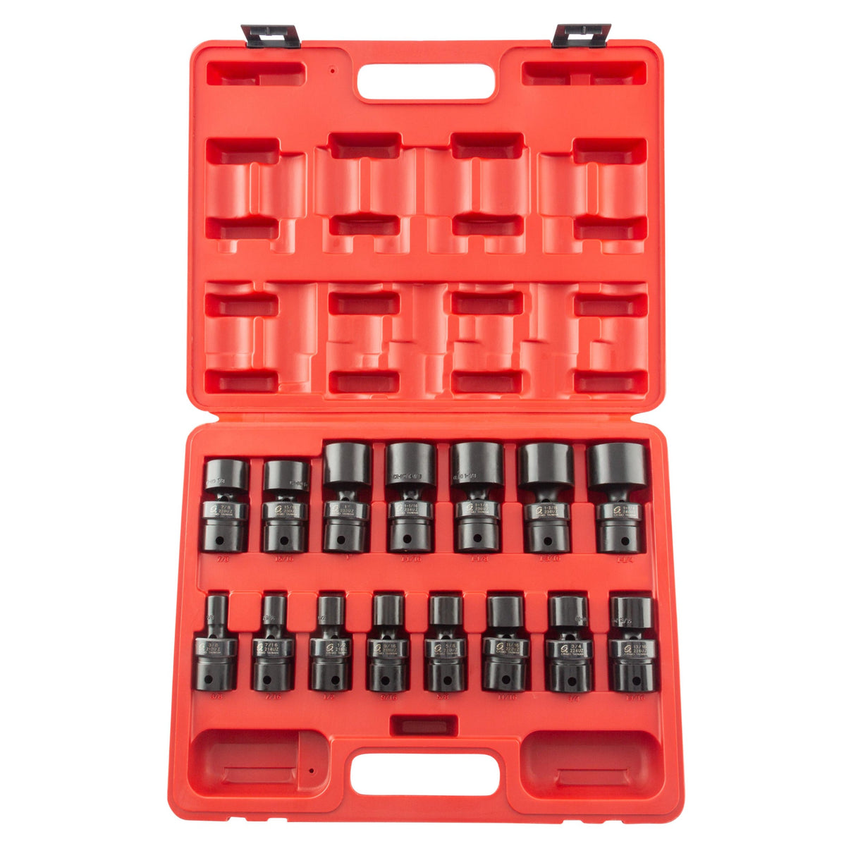SUNEX 1/2" Drive SAE 12-Point Standard Universal Impact Socket Set, 15-Piece