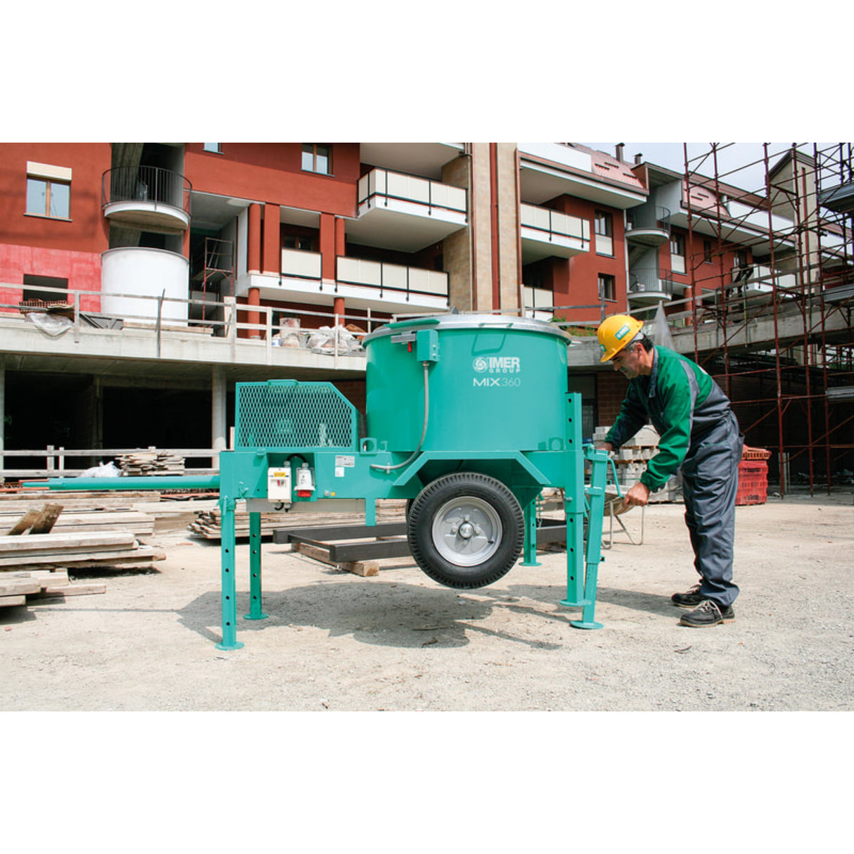 IMER Mix 360 Mortarman Towable 9CF Output Vertical Shaft Mortar Mixer