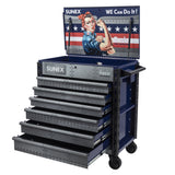SUNEX Rosie the Riveter 39" 6-Drawer Premium Service Cart, 600 lb Capacity