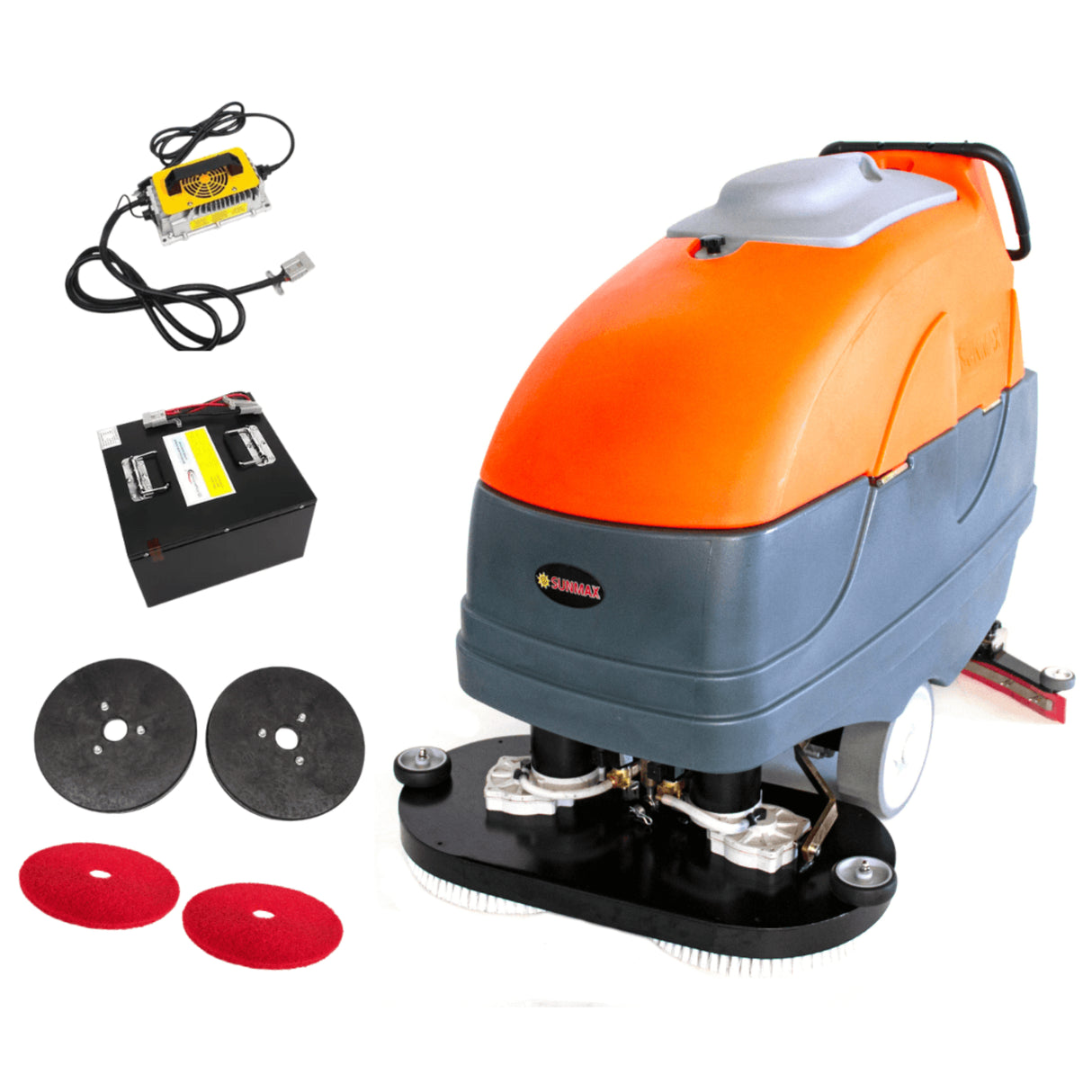 Sunmax RT120+ 34" Self-Propelled Commercial Floor Scrubber, Lithium Battery, 33-Gal Recovery Tank